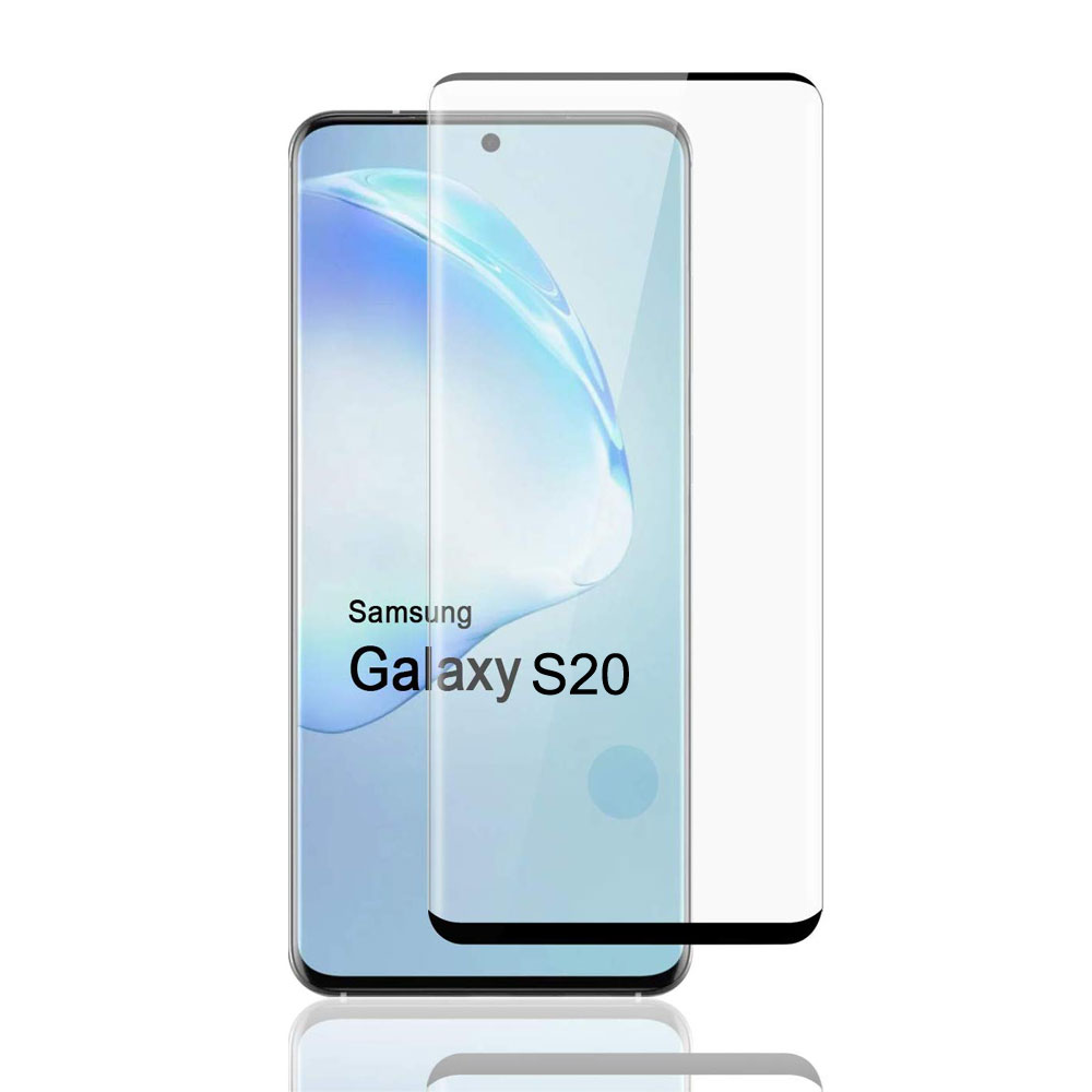 Galaxy S20 (6.2in) 3D Tempered Glass Full Screen Protector with Working Adhesive In Screen Finger